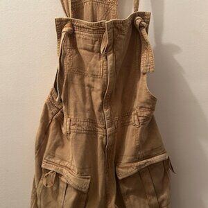 Free People Movement Taking Chances Harem Tie  Strap Zip Utility  Shortalls NWT